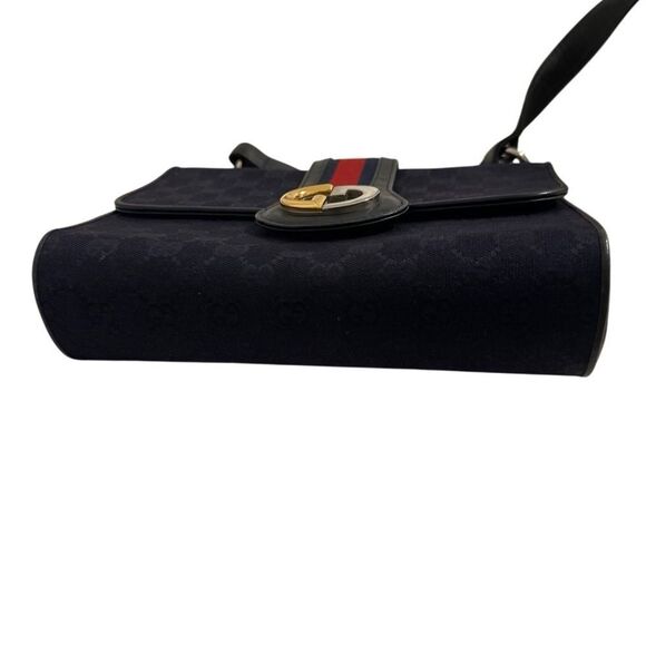 Gucci Blue and Gold Shoulder Bag with Signature Design - Picture 9 of 11
